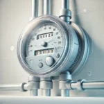 DALL·E 2025-02-24 12.52.26 - A high-quality illustration of a modern water meter with clear dials and digital readings. The meter is connected to clean water pipes, symbolizing ac